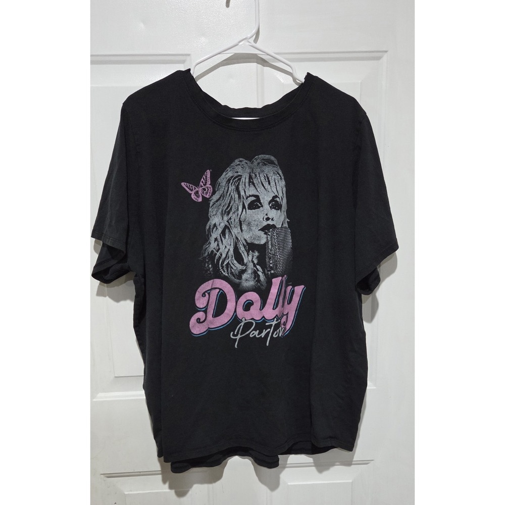 Dolly Parton Womens Plus Size Dolly Parton Brand Portrait Black Shirt New 3X